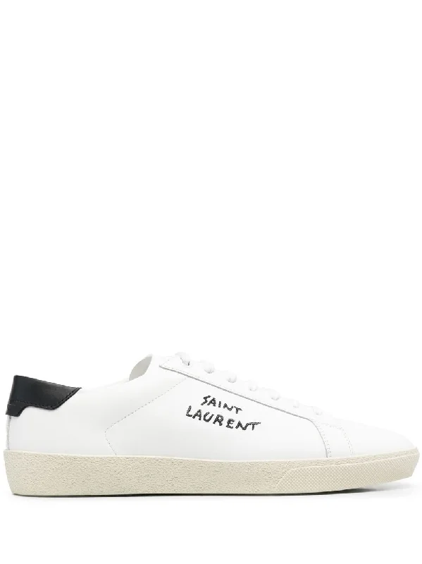 SAINT LAURENT Embroidered Low-Top Leather Sneakers for Men