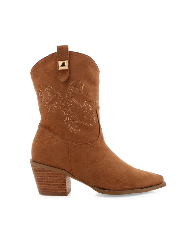 Boots for indoor dusk meals -DARLA - DARK TAN SUEDE