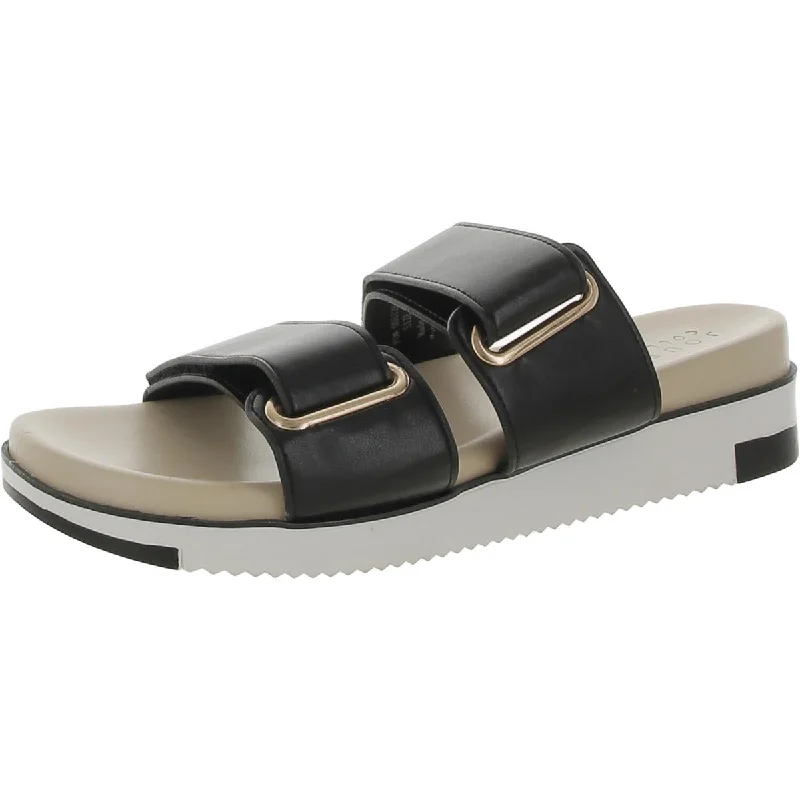 Sandals with fun strap tones -Journee Collection Womens Faux Leather Slip On Slide Sandals