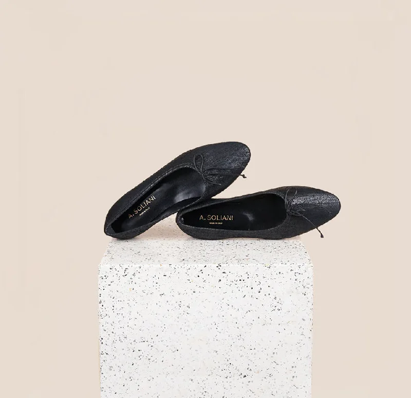 Flats with hemp fabric blend -Como - Black Twill