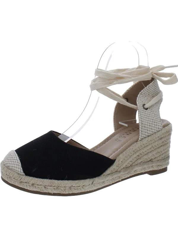 High heels with stable heels -Womens F Canvas Espadrille Heels