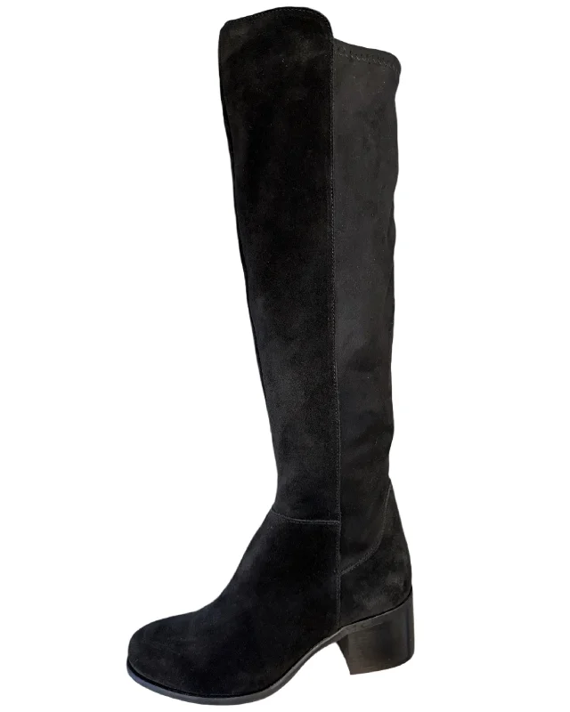 Boots with deep olive hues -Blaize Tall Boot | Black Suede