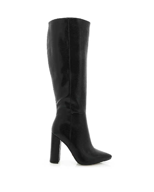 Boots with clean heel accents -MILLA - BLACK SCALE