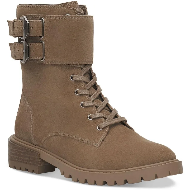 Boots with tough heel linings -Vince Camuto Womens Fawdry Buckle Combat & Lace-up Boots