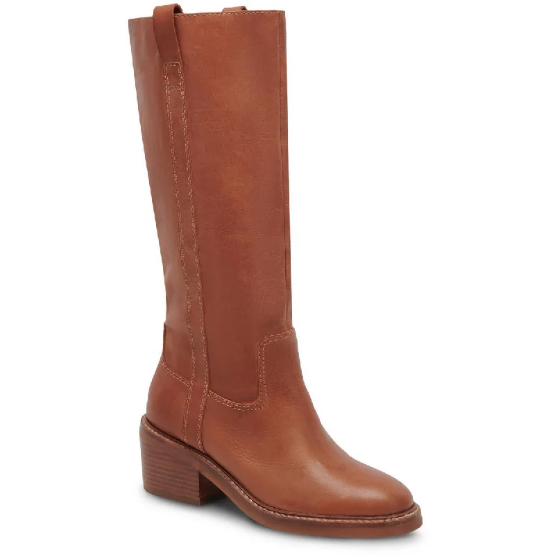 Boots with chic sole textures -Dolce Vita Womens Illora Leather Block Heel Knee-High Boots