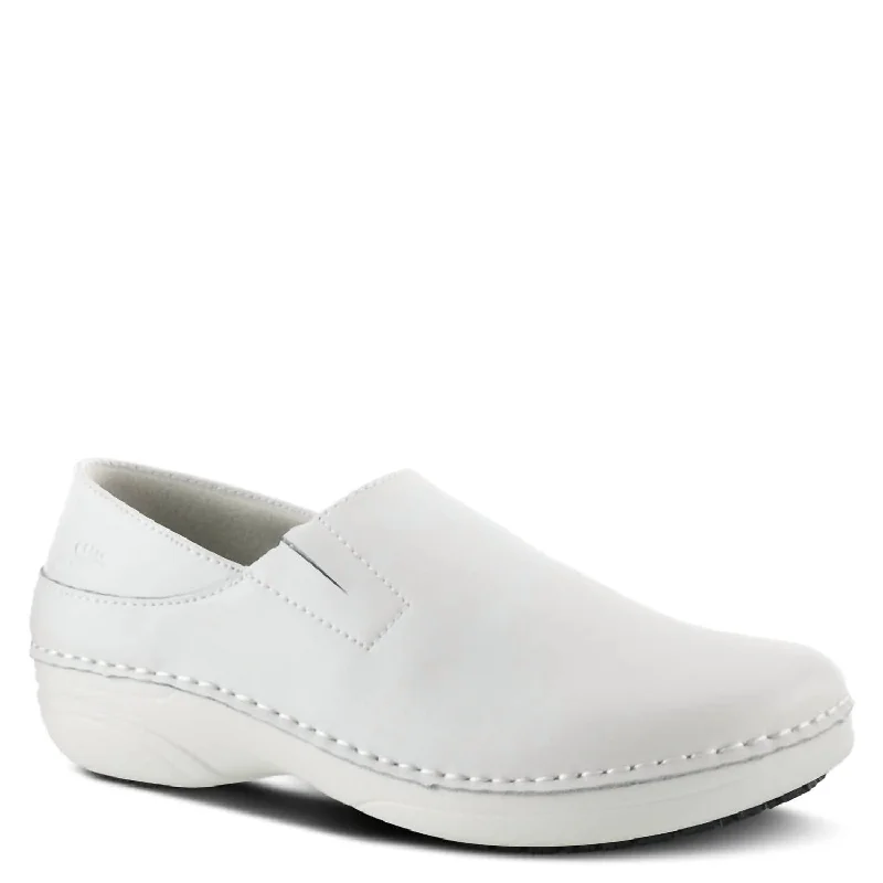 Slippers with thick linings -Manila Clog Work Shoes In White