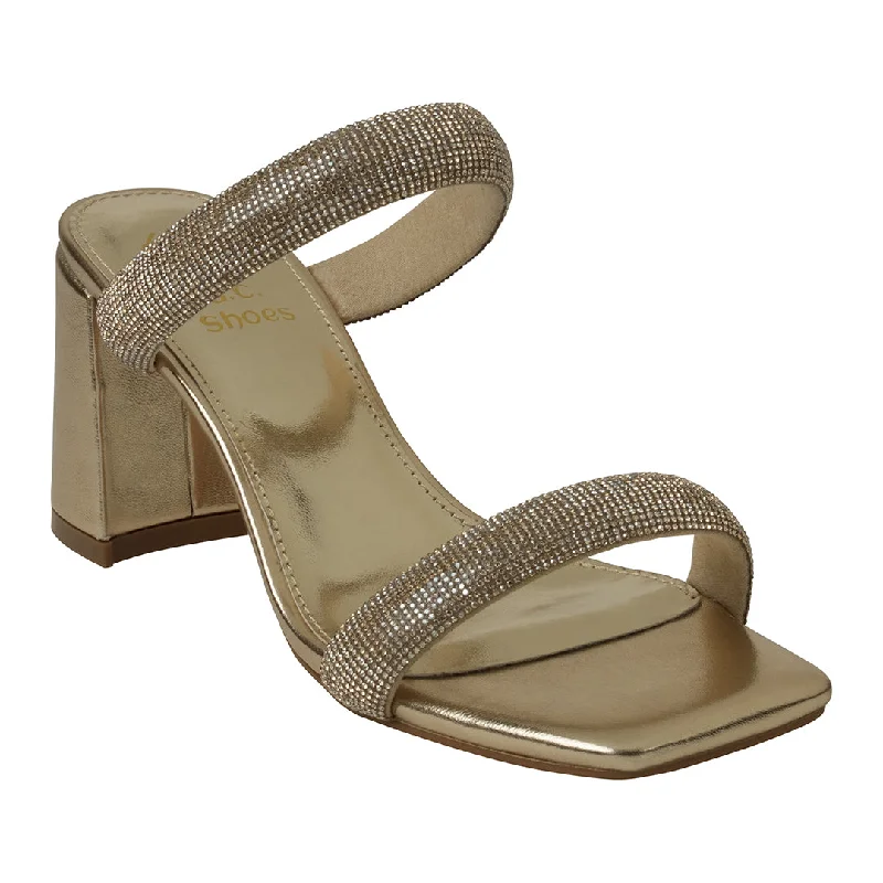 Promo sandals with shore deals -Luella Gold Embellished Double Band Heeled Sandals