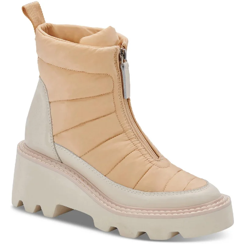 Boots with drizzly dusk strolls -Dolce Vita Womens Helki Quilted Platform Wedge Boots