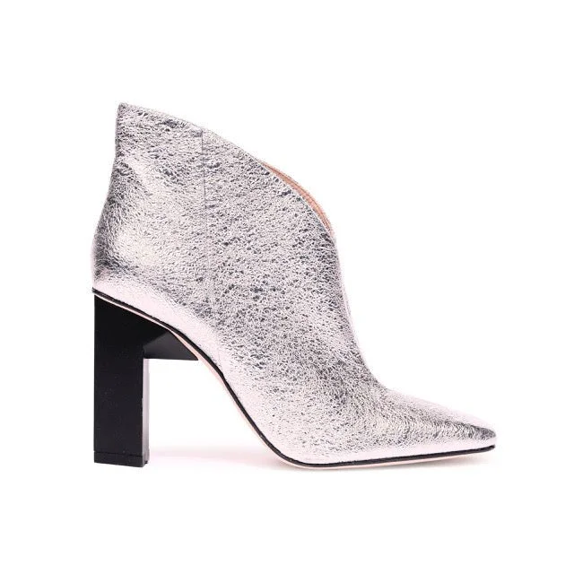 Boots for wet cobblestone streets -Sancy Ankle Bootie in Silver