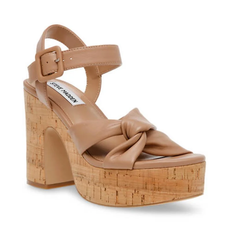 Sandals for mellow beach meets -Steve Madden Womens Cacy Leather Ankle Strap Platform Sandals