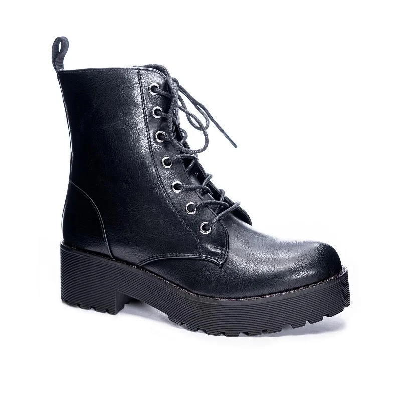 Boots for intimate rainy suppers -Dirty Laundry Womens Mazzy Faux Leather Lug Sole Combat & Lace-up Boots