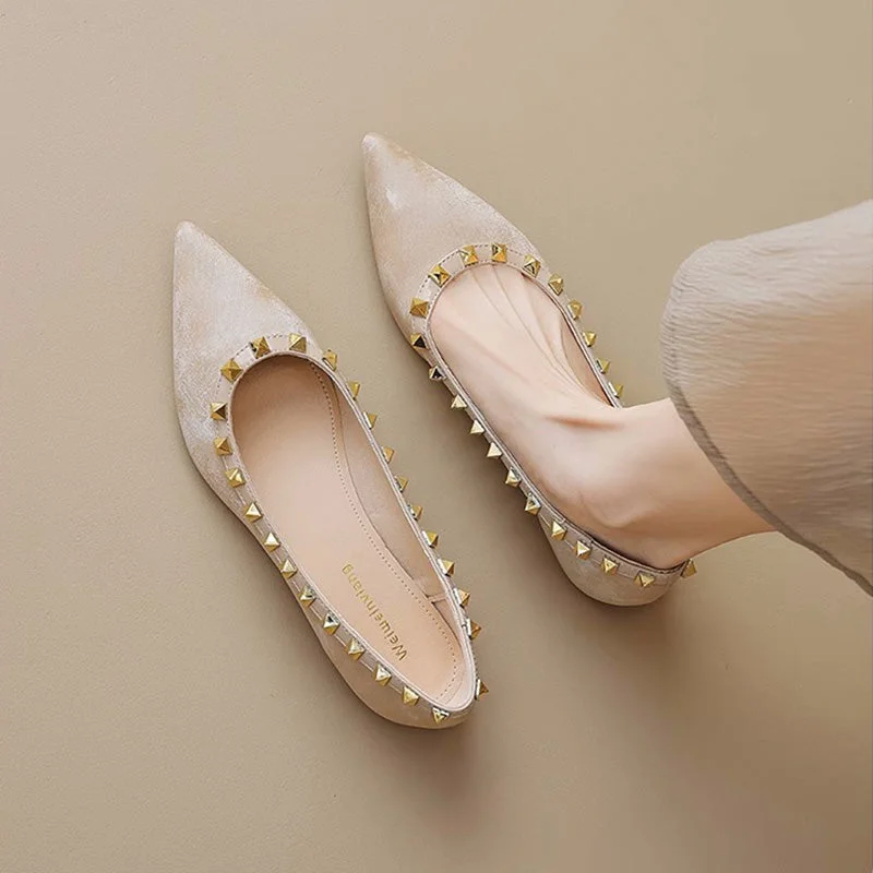 Flats for rainy evenings -Women Stylish Pointed Toe Canvas Casual Flats