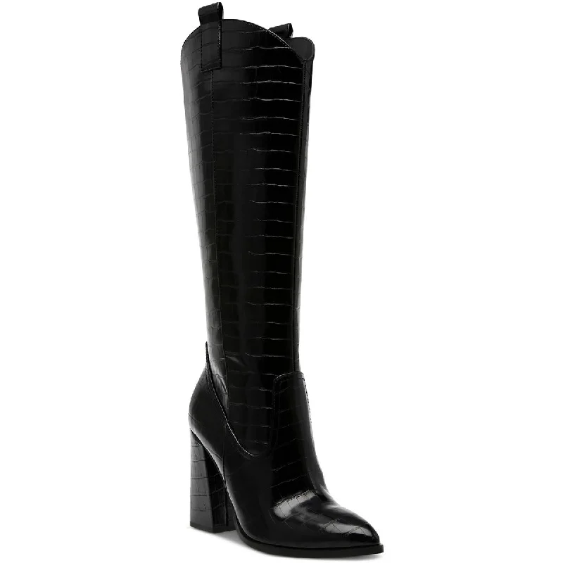 Boots with cushy heel padding -DV By Dolce Vita Womens Charlot Faux Leather Block Heel Knee-High Boots