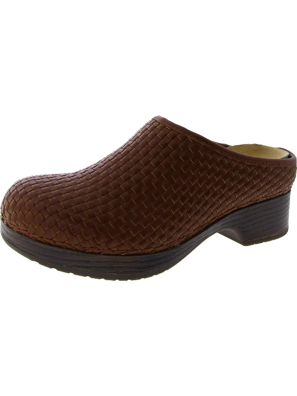 Slippers with stylish finishes -Soleia Womens Faux Leather Woven Clogs