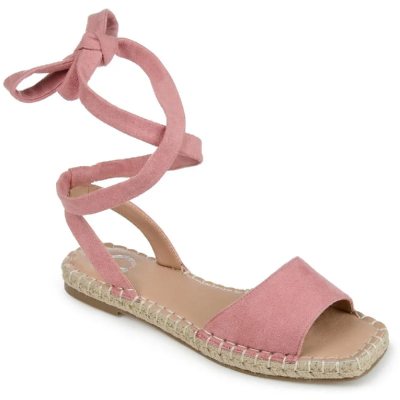 Sandals with easy sole treads -Journee Collection Womens Emelie Faux Suede Square Toe Flat Sandals