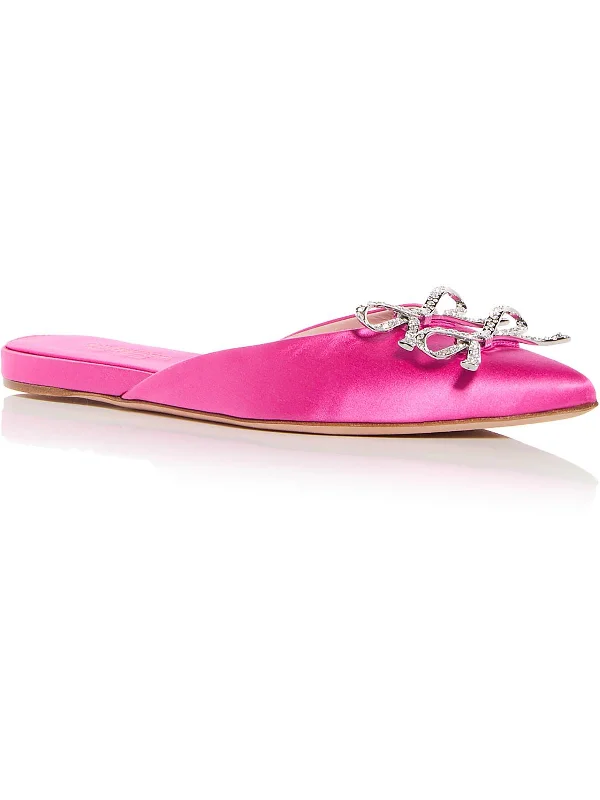 Slippers for travel -Womens Satin Pointed Toe Mules