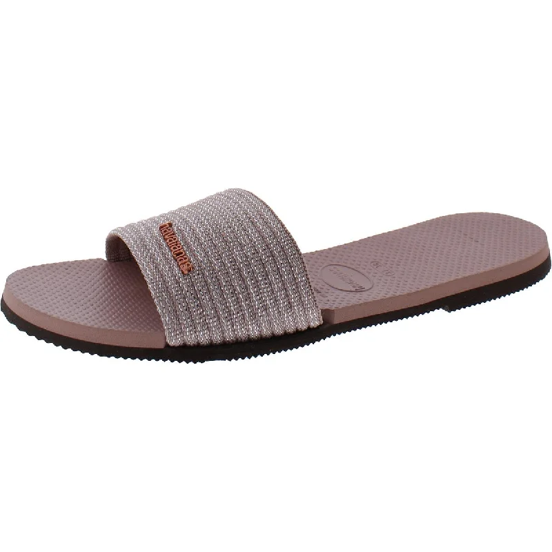 Sandals for easy beach drives -Havaianas Womens Metallic Flatform Sandals