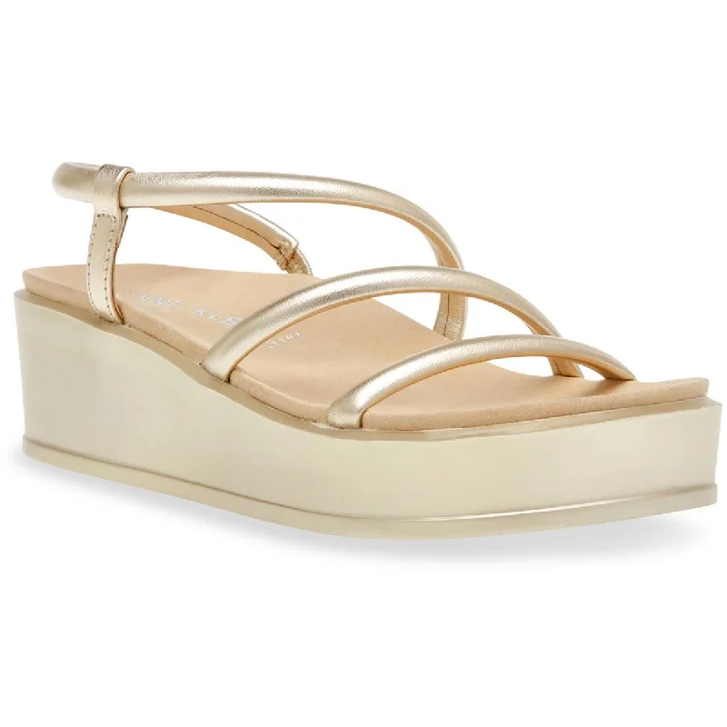 Sandals with wet strap beds -Anne Klein Womens Akvie Faux Leather Strappy Wedge Sandals