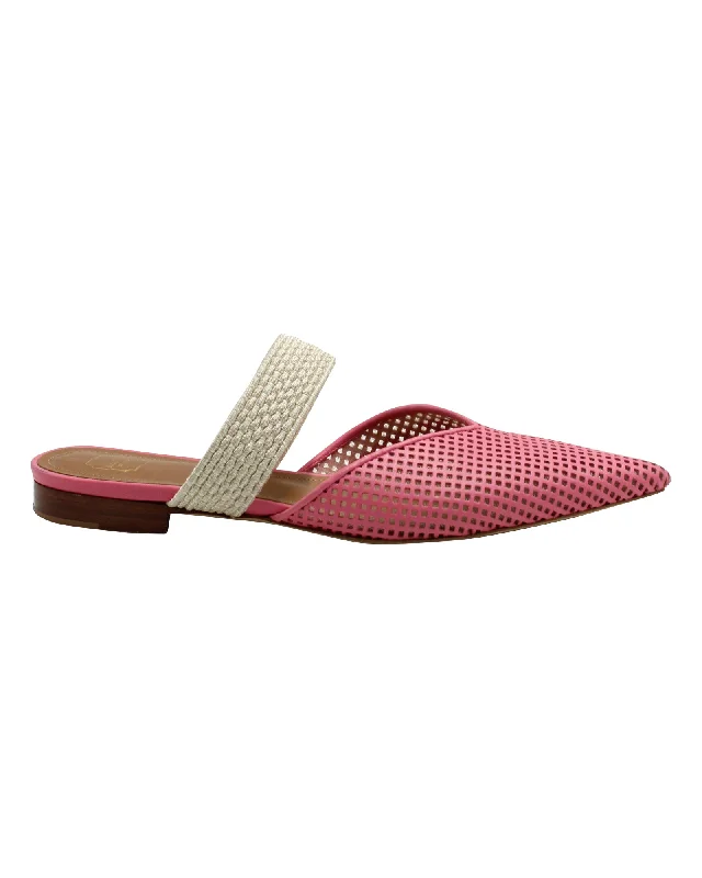 Slippers with ergonomic design -Malone Souliers Maisie Flat Mules in Pink Leather