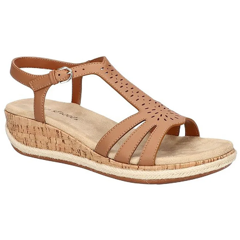 Sandals with gauzy weave tops -Easy Street Womens Dorinda Faux Leather Comfort Wedge Sandals