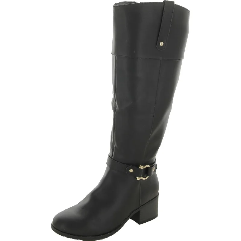 Boots with bold sole trims -Karen Scott Womens Vickyy Faux Leather Knee-High Boots