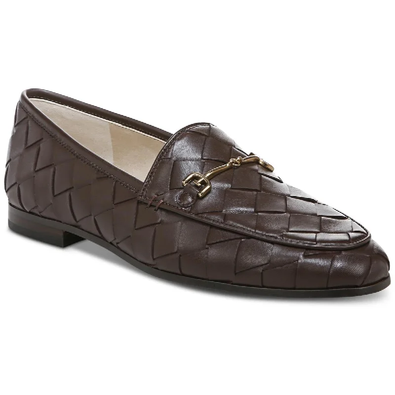 Loafers with comfy heel padding -Sam Edelman Womens Loraine Woven Leather Slip On Loafers