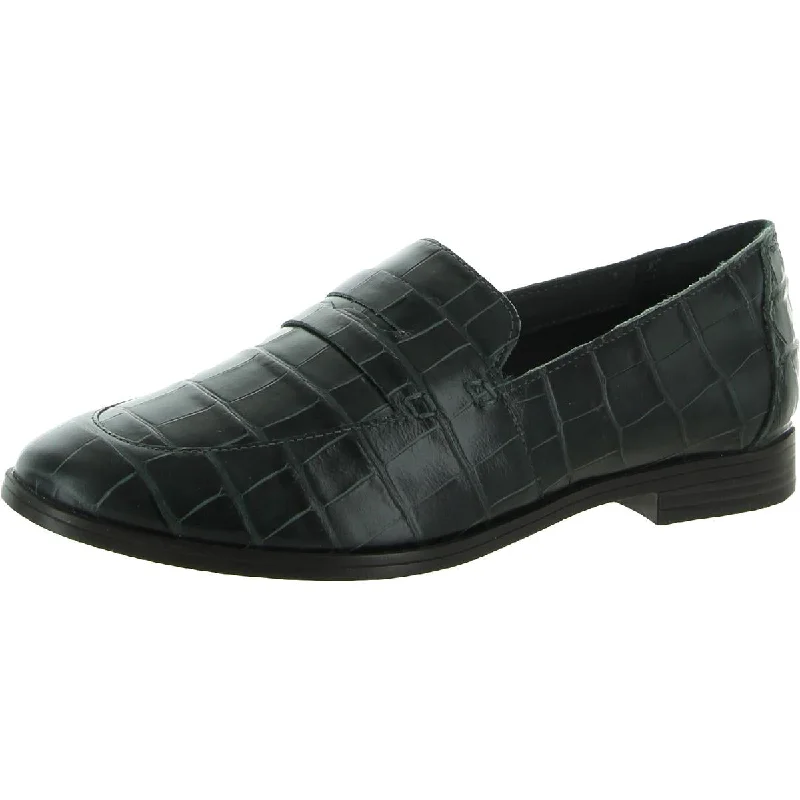 Loafers for weekend farmers’ markets -Rockport Womens Perpetua Leather Crocodile Print Penny Loafers