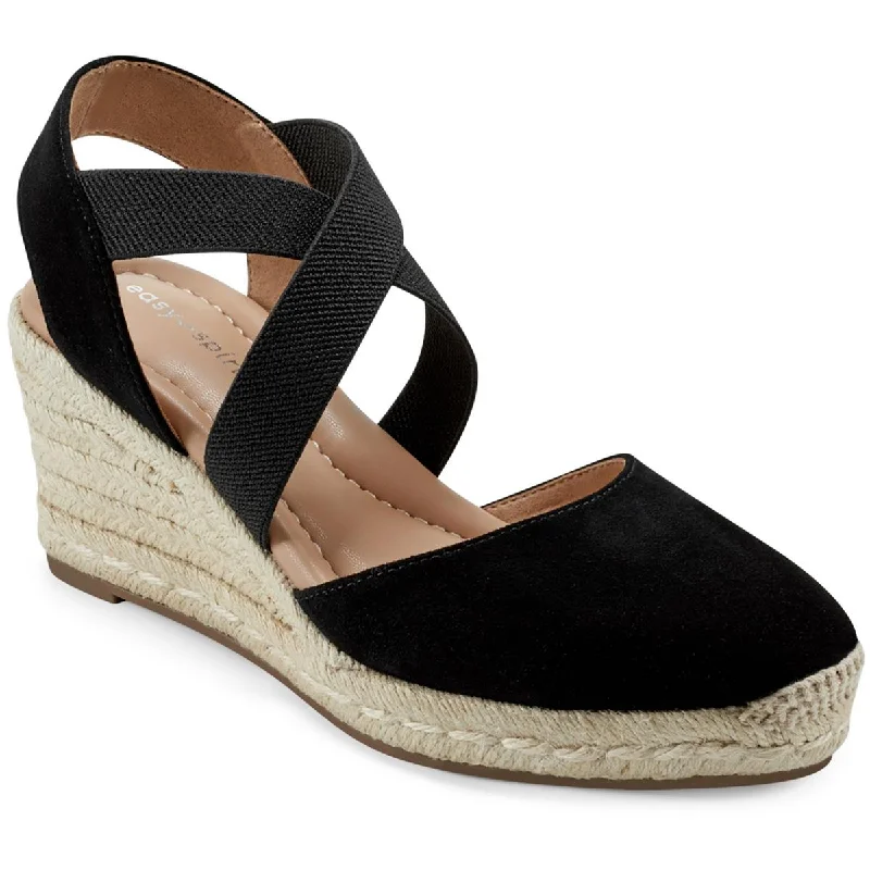 Sandals with chill shore tones -Easy Spirit Womens MEZA Leather Suede Wedge Sandals