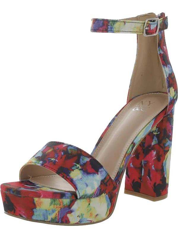 High heels for chilly days -Womens Floral Pattern Square Toe Platform Heels