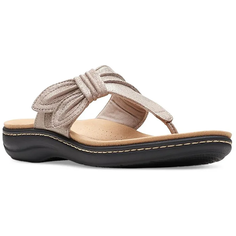 Posh sandals with satin trim -Clarks Womens LAURIEANN RA Faux Leather Thong Sandals Flatform Sandals