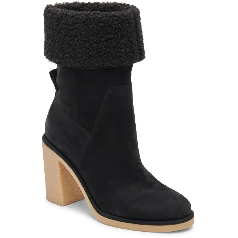 Boots with solid sole linings -Dolce Vita Womens Caddie Plush Nuubck Faux Fur Lined Shearling Boots