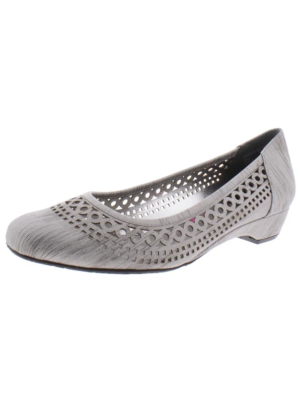 High heels for outdoor dinners -Tina Womens Slip On Laser Cut Kitten Heels