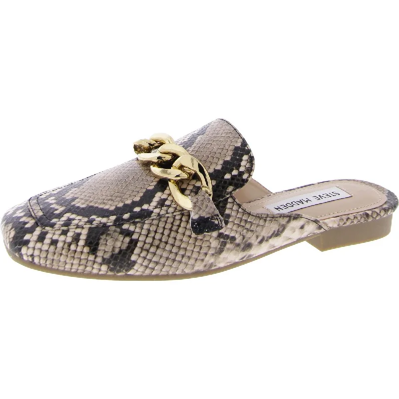 Slippers for small spaces -Genevieve Womens Faux Leather Chain Mules