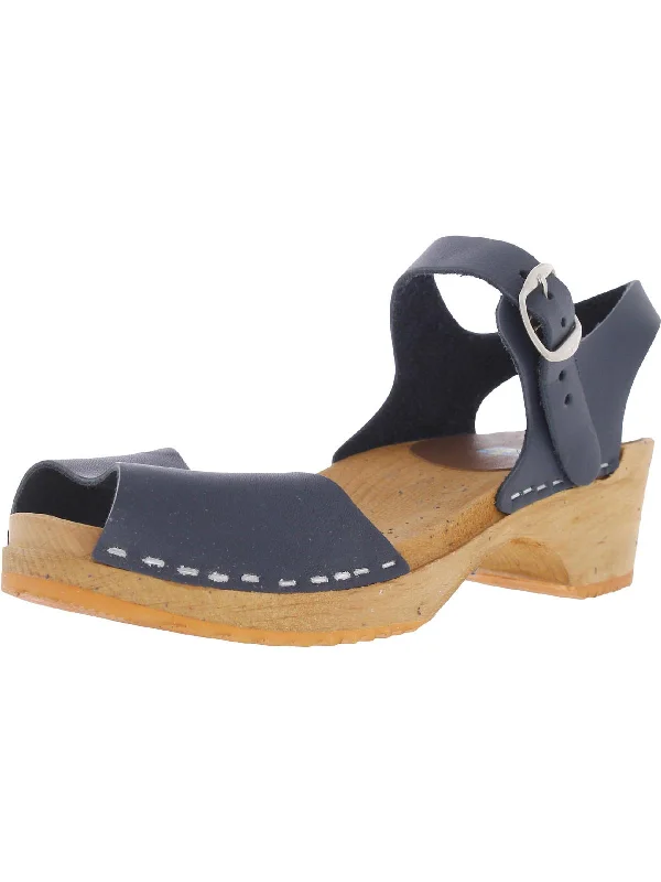 Slippers with bendable soles -Womens Leather Open Toe Clogs