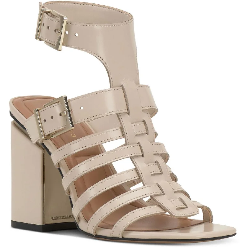 Sandals for field shore walks -Vince Camuto Womens Hicheny Leather Caged Slingback Sandals