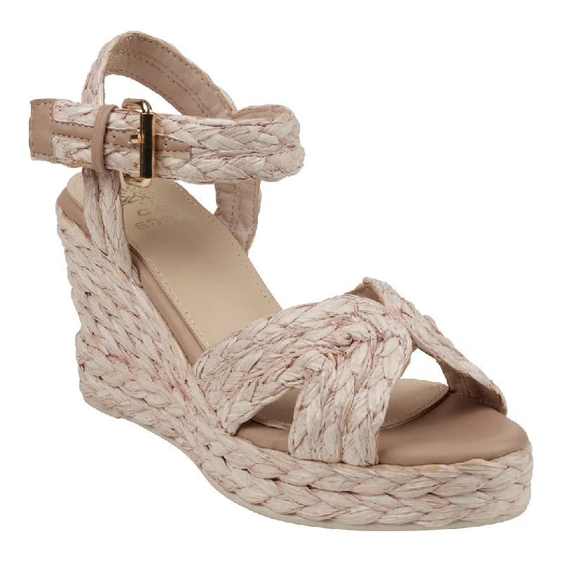 Groove sandals for beach flair -Maya Blush Cross Strap Espadrille Slingback Wedge Sandals